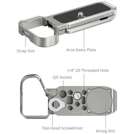 SmallRig 5482 - montażowa płytka dolna/bazowa, Arca-Swiss, Quick Release, schowek na Apple AirTag, do Sony Alpha 7C II i 7CR